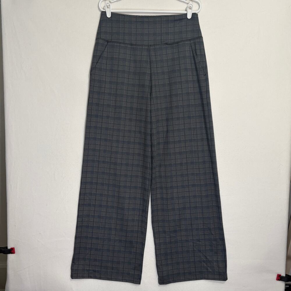 KiraGrace Plaid Wide Leg Pull On Pants XL Gray Career Casual All-Day Comfy USA